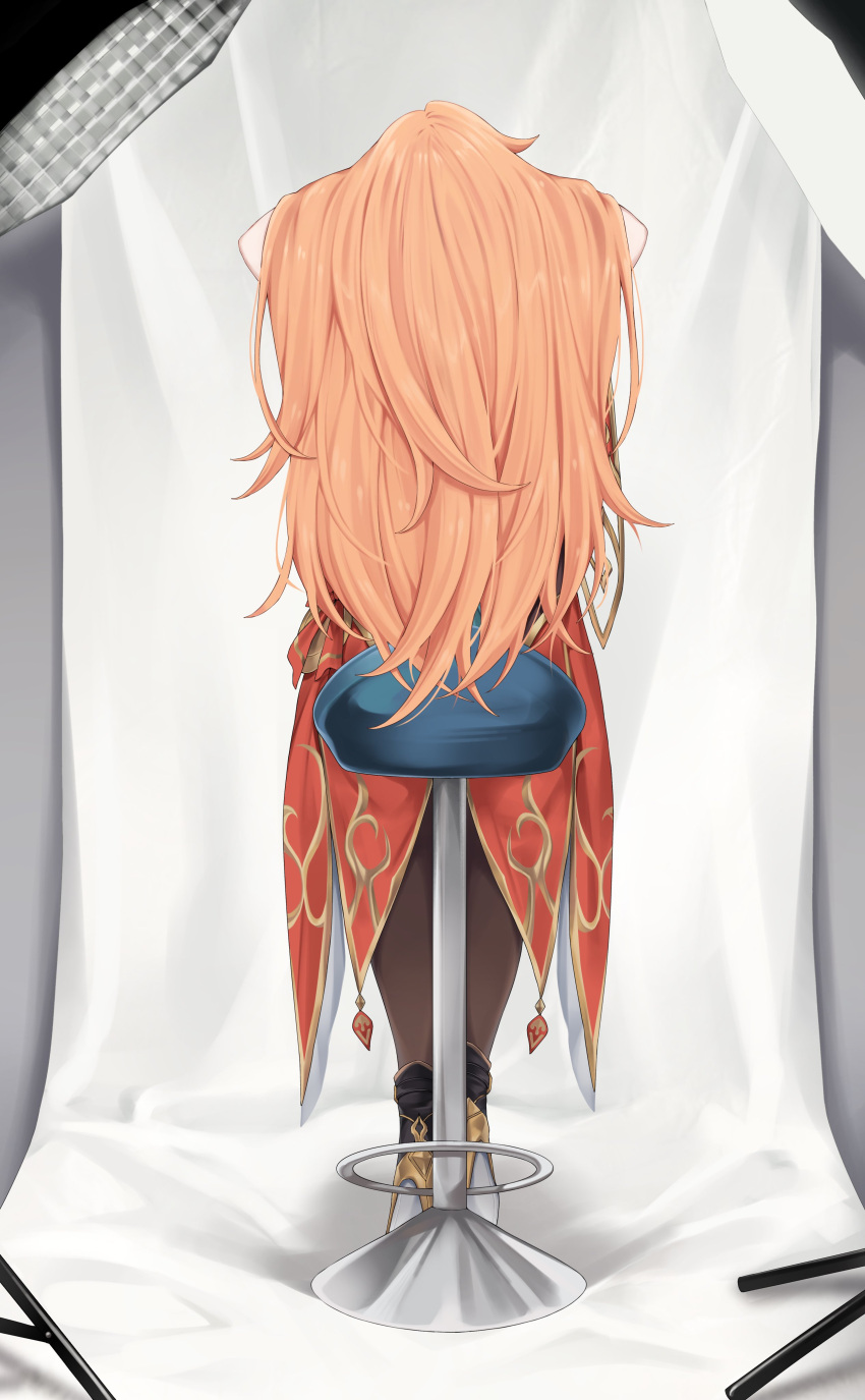 absurdres, alternate_hairstyle, bar_stool, foxie30, from_behind, guinaifen_(honkai:_star_rail), hair_lift, highres