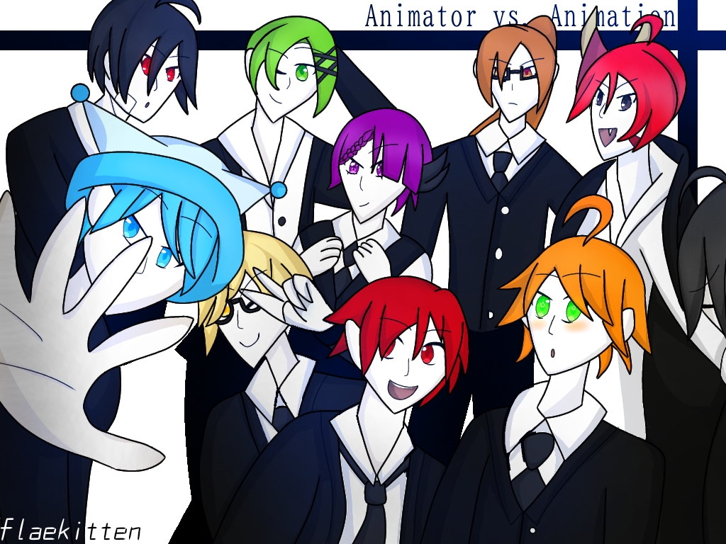 6+boys, ahoge, animation_vs._minecraft, animator_vs._animation, animification, artist_name, black_hair, black_jacket