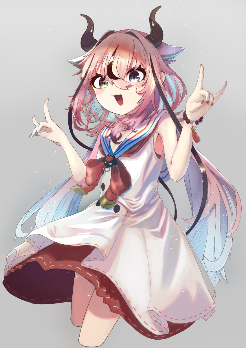 1other, :3, :d, absurdres, blue_hair, blue_nails, bow, bowtie