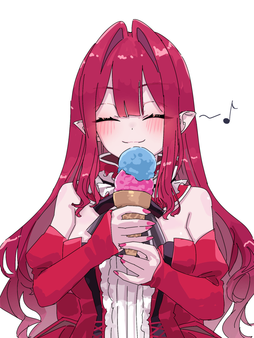 1girl, baobhan_sith_(fate), baobhan_sith_(first_ascension)_(fate), blush, breasts, closed_eyes, closed_mouth, detached_sleeves