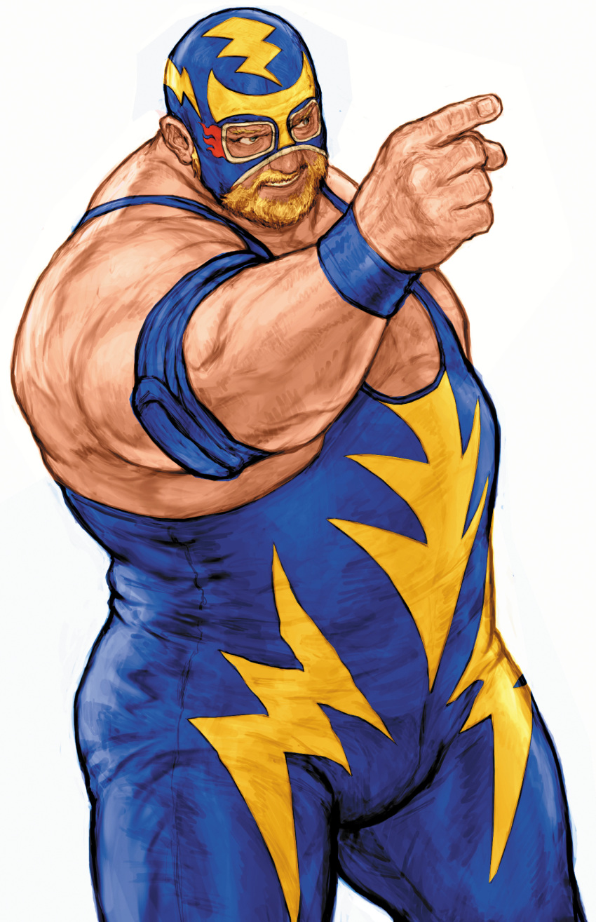 1boy, blonde_hair, capcom_vs_snk_2, facial_hair, fat, fat_man, fatal_fury, game_cg