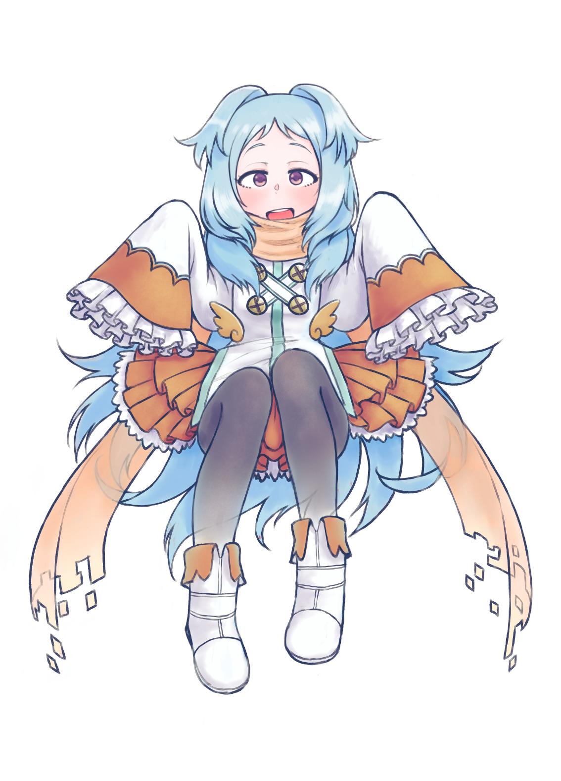 1girl, black_pantyhose, blue_hair, boots, commentary_request, full_body, highres, jacket