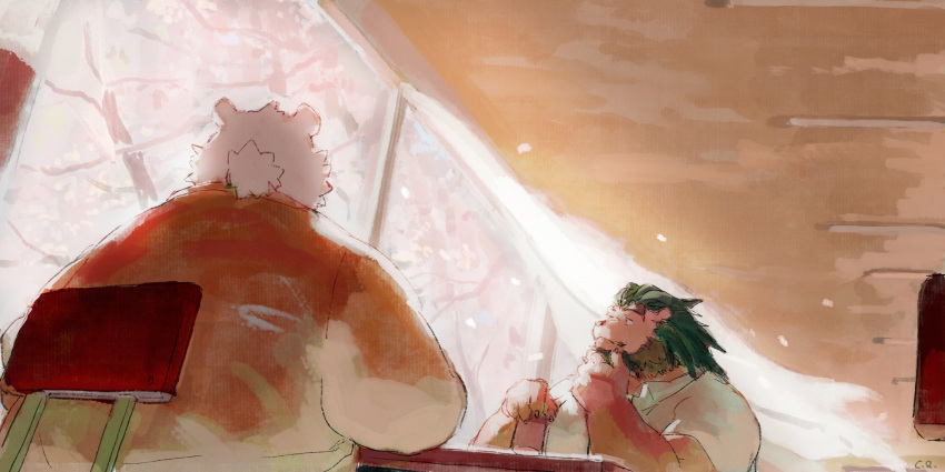 2boys, 6xiachunqiu7, animal_ears, arsalan_(housamo), bear_boy, bear_ears, claws, closed_mouth