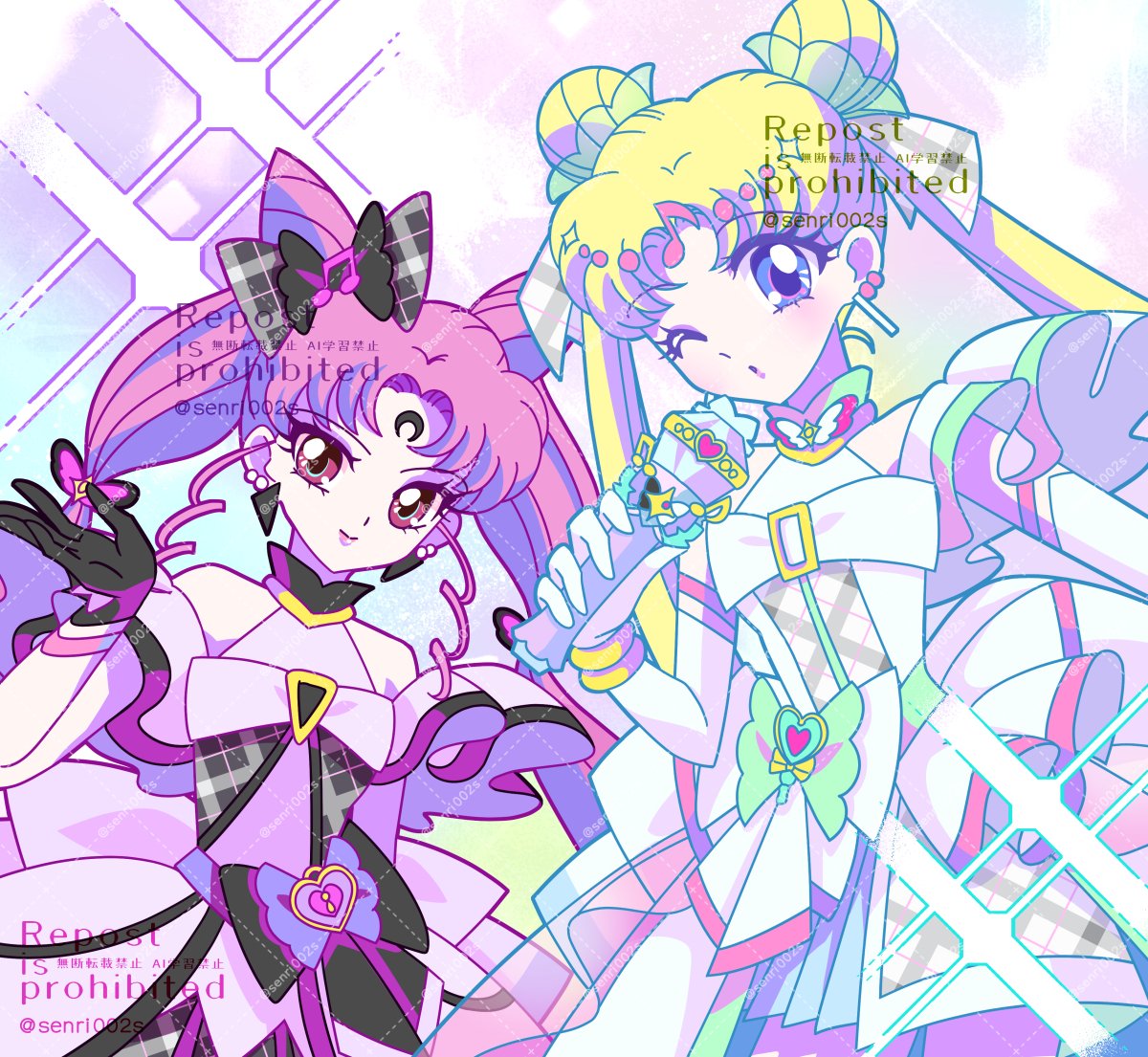 2girls, alternate_costume, bare_shoulders, bishoujo_senshi_sailor_moon, bishoujo_senshi_sailor_moon_r, black_dress, black_lady_(sailor_moon), black_moon_clan