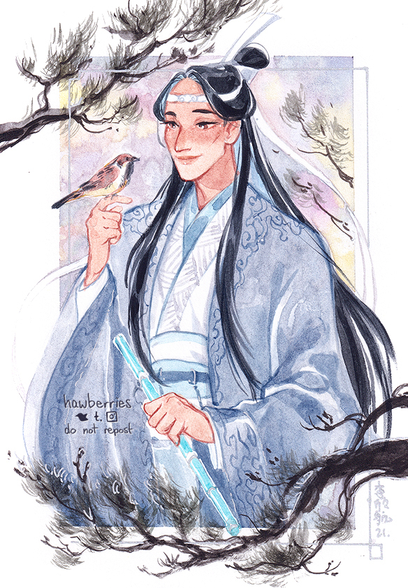 1boy, alt_text, artist_name, belt, bird, bird_on_hand, black_hair, blue_belt