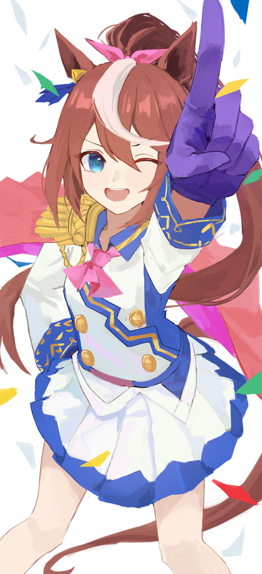 1girl, absurdres, animal_ears, blue_eyes, brown_hair, dress, haimaotuanzi, highres