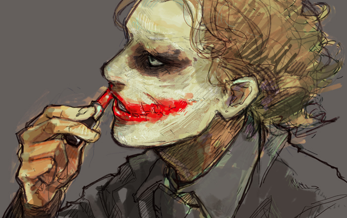 batman, batman_(series), clown, curly_hair, dc_comics, eyeshadow, face, formal