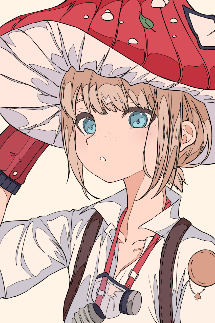 1boy, :o, absurdres, blonde_hair, blue_eyes, ezra_theodore, gloves, hand_on_headwear