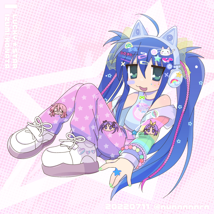 :3, absurdres, ahoge, alternate_hairstyle, animal_ear_headphones, animal_ears, bandaid, bandaid_on_face