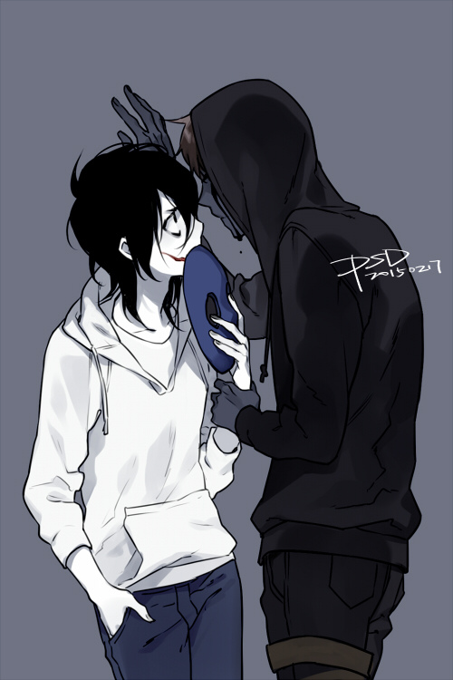 2boys, against_wall, bags_under_eyes, black_blood, black_eyes, black_hair, black_hoodie, black_shorts