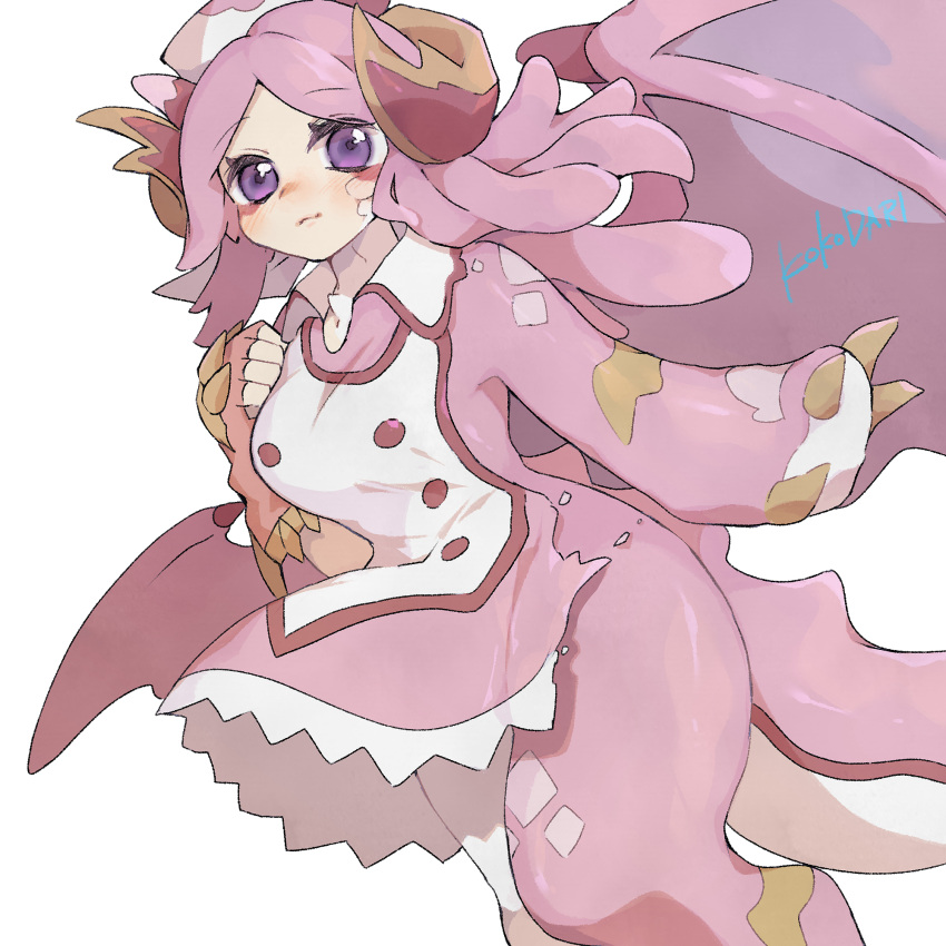 1girl, asymmetrical_arms, asymmetrical_legs, breasts, dragon_girl, dragon_horns, dragon_tail, dragon_wings