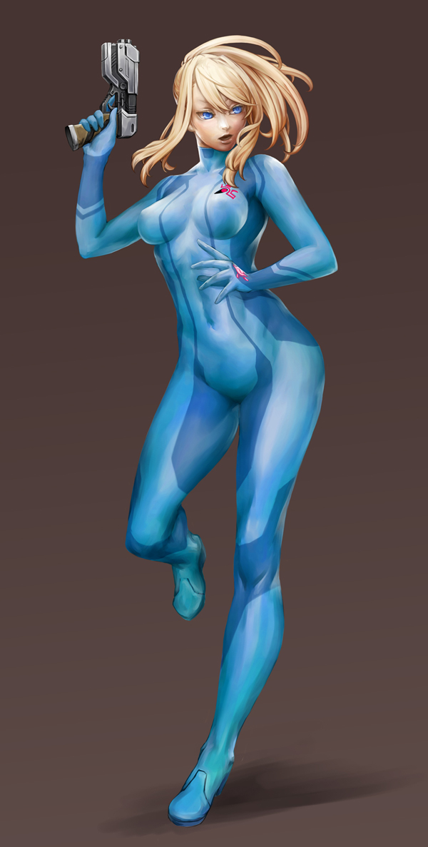 blue_eyes, breasts, gun, hips, legs, long_hair, long_legs, metroid