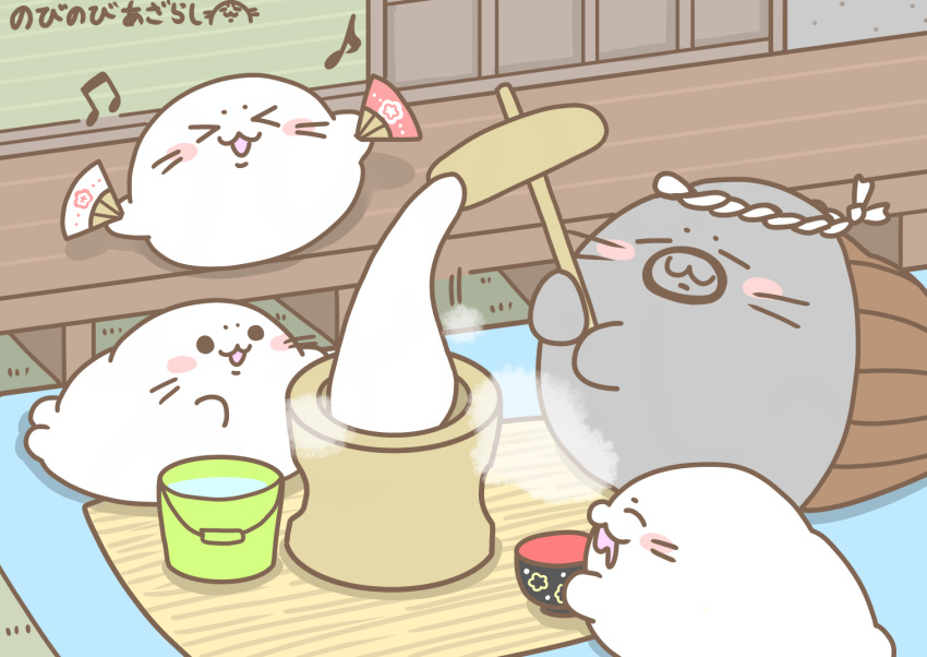 4others, :3, animal, animal_focus, beard, black_eyes, blush, bowl