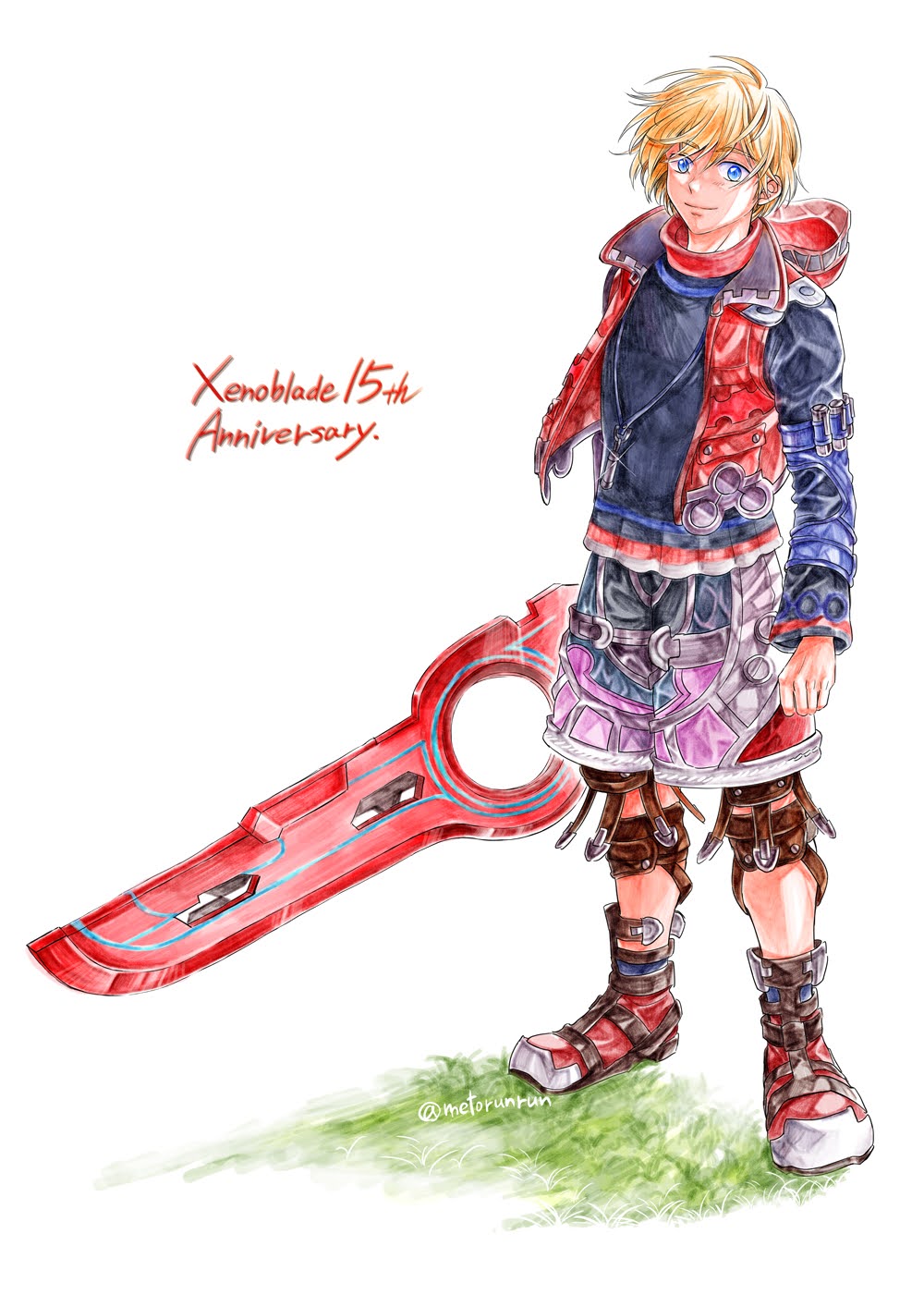 1boy, anniversary, artist_name, blonde_hair, blue_eyes, closed_mouth, commentary_request, copyright_name