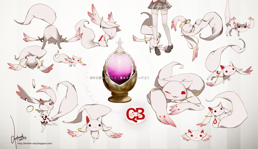 antenna2669, antenna_(draconian), bullet_hole, kaname_madoka, kyubey, mahou_shoujo_madoka_magica, red_eyes, school_uniform