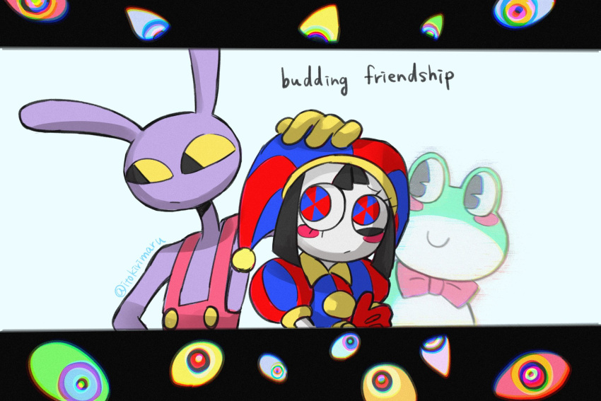 1boy, 1girl, animal_ears, black_eyes, black_hair, blue_eyes, blush_stickers, colored_sclera