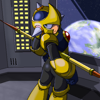 1boy, android, armor, arms_behind_back, black_bodysuit, bodysuit, closed_mouth, commentary_request