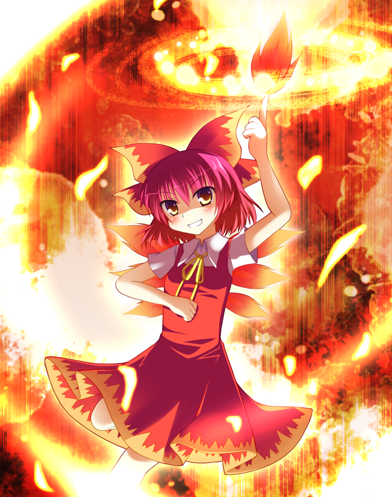 achi_cirno, alternate_color, alternate_element, bad_id, blush, bow, cirno, dress