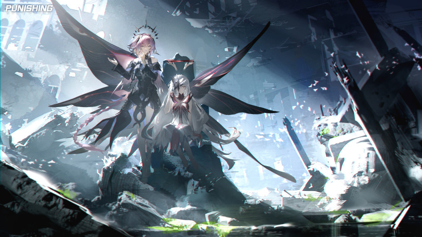 2girls, absurdres, bug, butterfly, chaos_(pgr), highres, ishmael_(pgr), long_hair