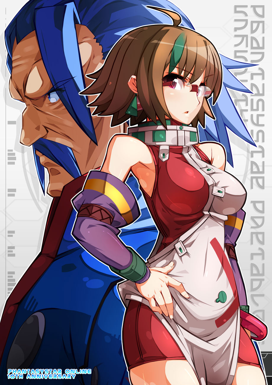 1boy, 1girl, 2011, heathcliff_flowen, phantasy_star, phantasy_star_online, red_ring_rico
