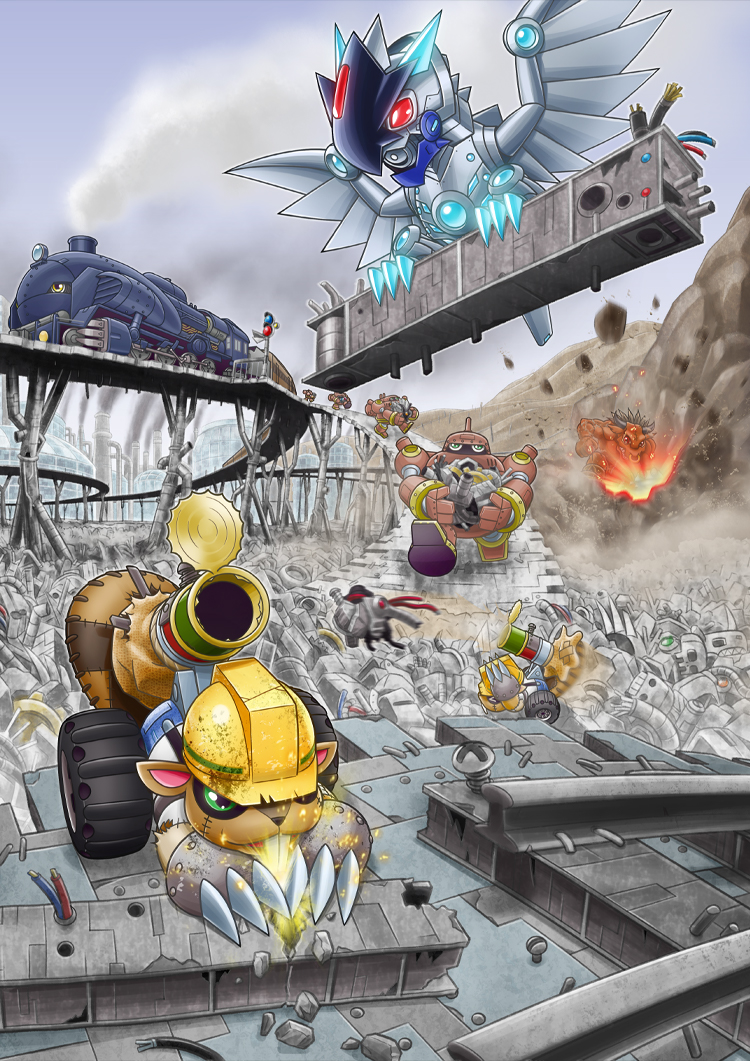 animate_object, commentary_request, debris, digimon, digimon_(creature), guardromon, jazamon, junkmon