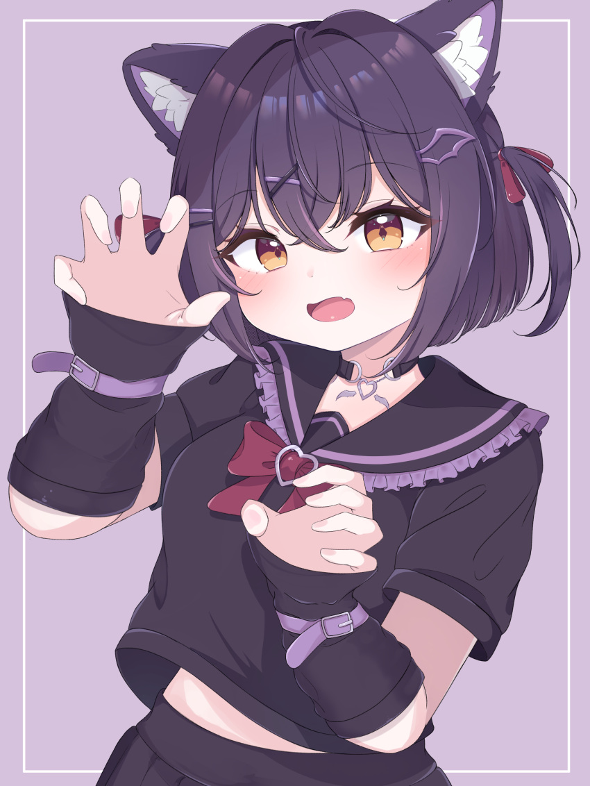 1girl, absurdres, animal_ear_fluff, animal_ears, arm_warmers, black_hair, black_sailor_collar, black_serafuku