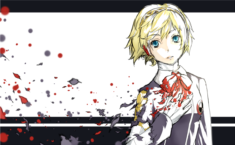 android, artist_request, blonde_hair, blue_eyes, persona, persona_3, school_uniform, short_hair