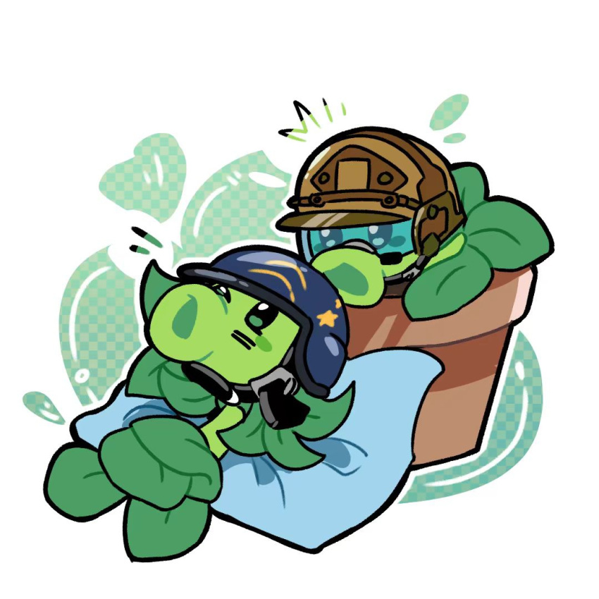 black_eyes, blue-tinted_eyewear, blue_helmet, brown_helmet, checkered_background, cheek_tattoo, chinese_commentary, commentary_request