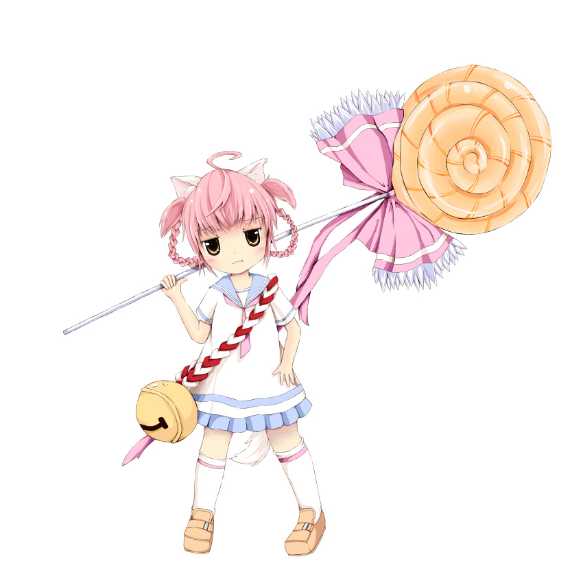 absurdres, ahoge, animal_ears, bad_id, bell, blush, bow, braid