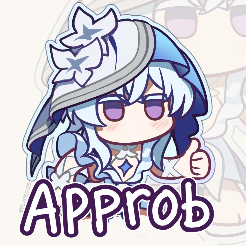 1girl, absurdres, blue_hair, blue_veil, chibi, chibi_only, colored_eyelashes, commentary