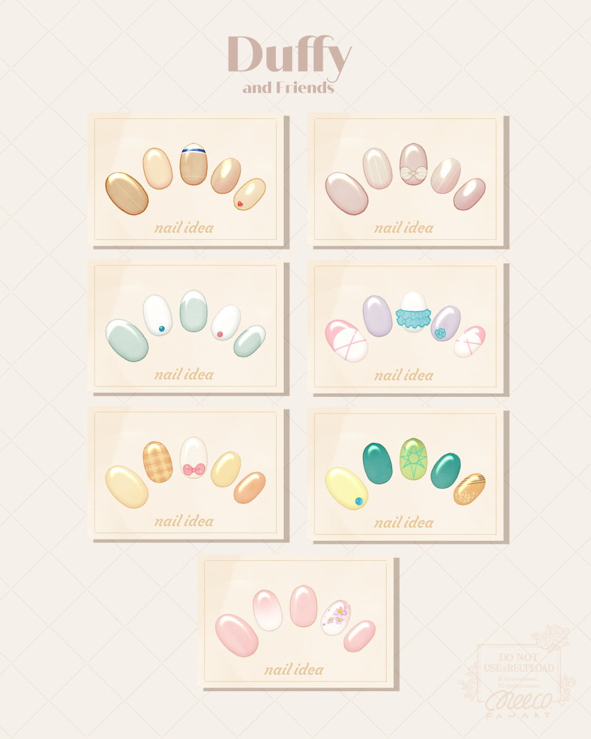 absurdres, applying_makeup, blue_nails, cookieann, duffy_and_friends, duffy_the_disney_bear, english_text, gelatoni