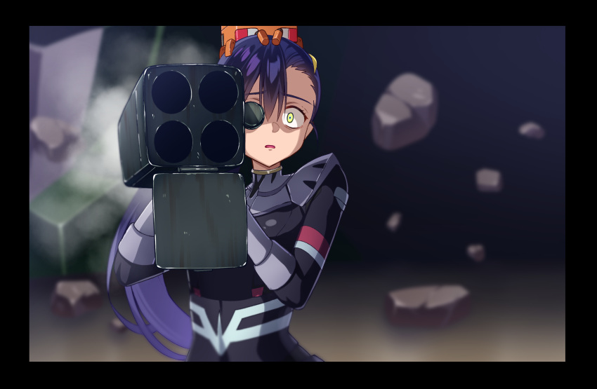 1girl, 85neko, commentary_request, conch_(gundam), constricted_pupils, gun, gundam, gundam_gquuuuuux
