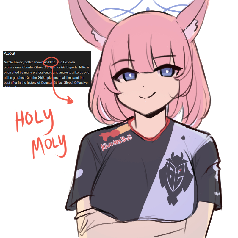 1girl, animal_ears, arrow_(symbol), black_shirt, blue_archive, blue_eyes, blunt_bangs, brand_name_imitation