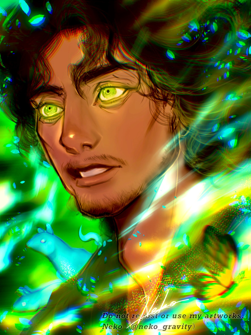 1boy, absurdres, animal_request, arepa, bruno_madrigal, colombian_clothes, curly_hair, dark-skinned_male