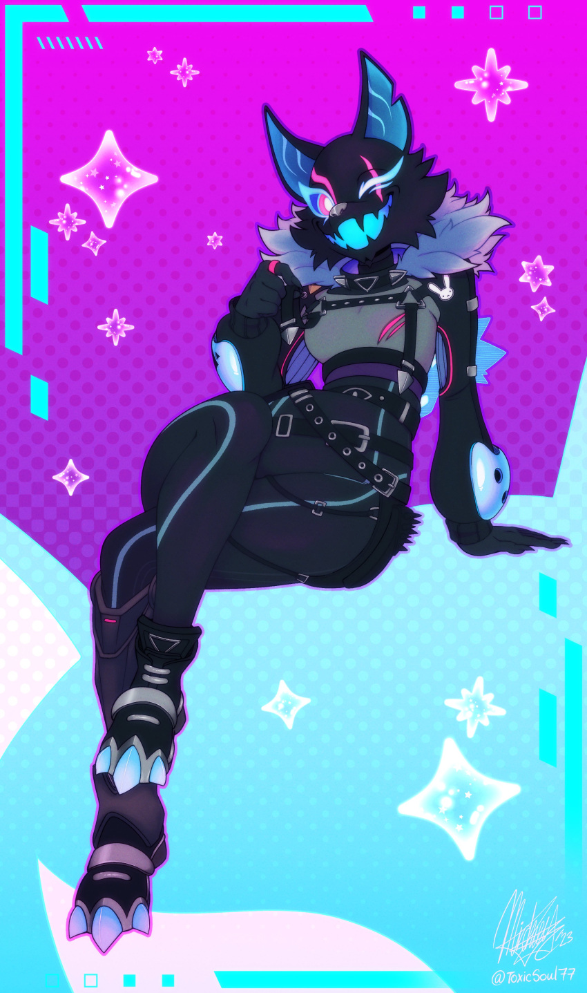 1girl, absurdres, animal_ears, artist_name, black_fur, colored_sclera, commentary, english_commentary