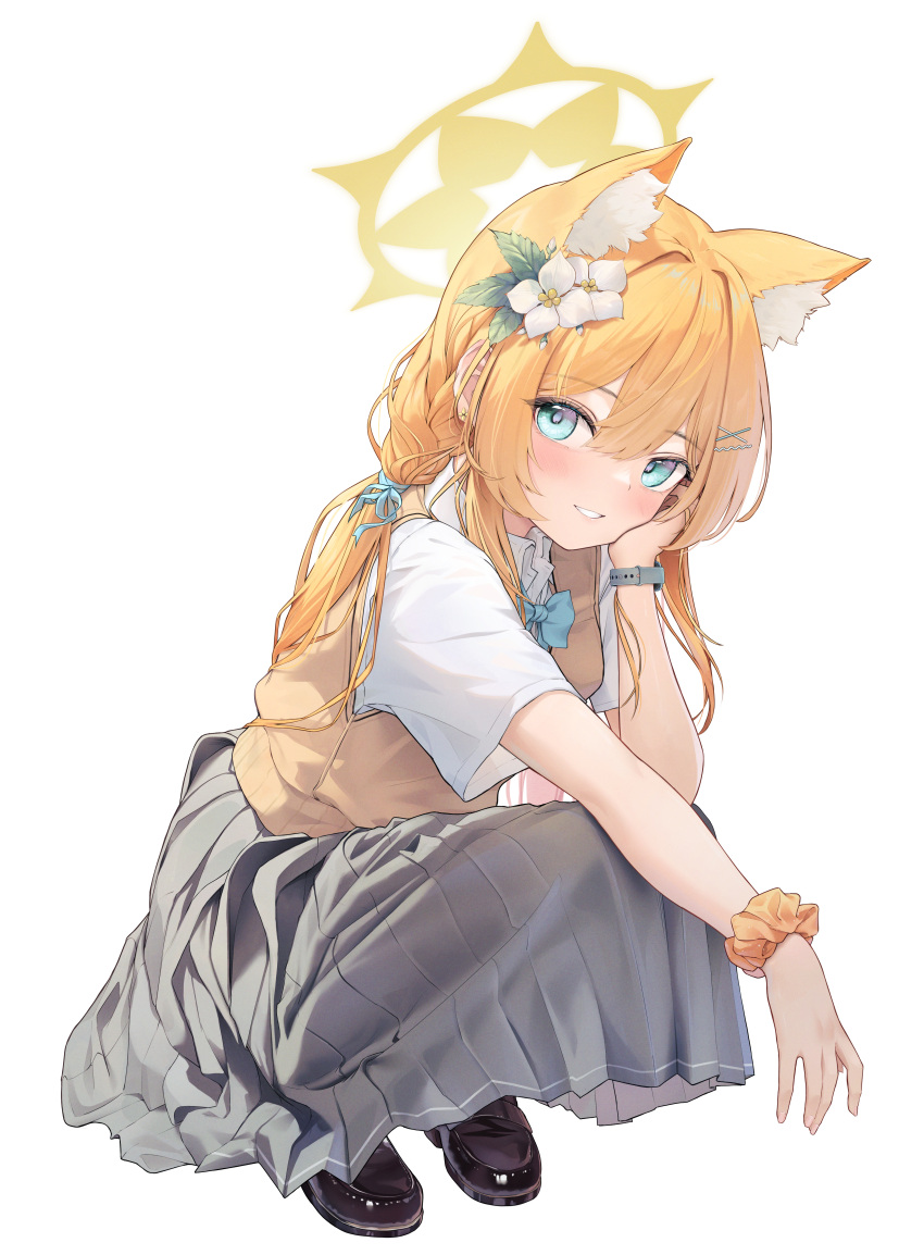 1girl, absurdres, animal_ear_fluff, animal_ears, blue_archive, blue_eyes, chiu538, commentary_request