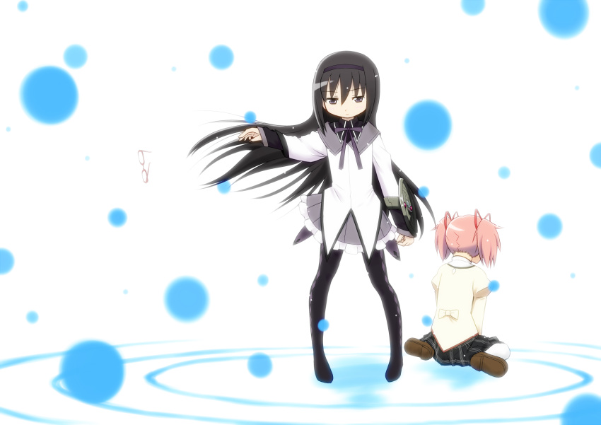 black_hair, glasses, hair_ribbon, hairband, highres, kaname_madoka, kay-u, long_hair