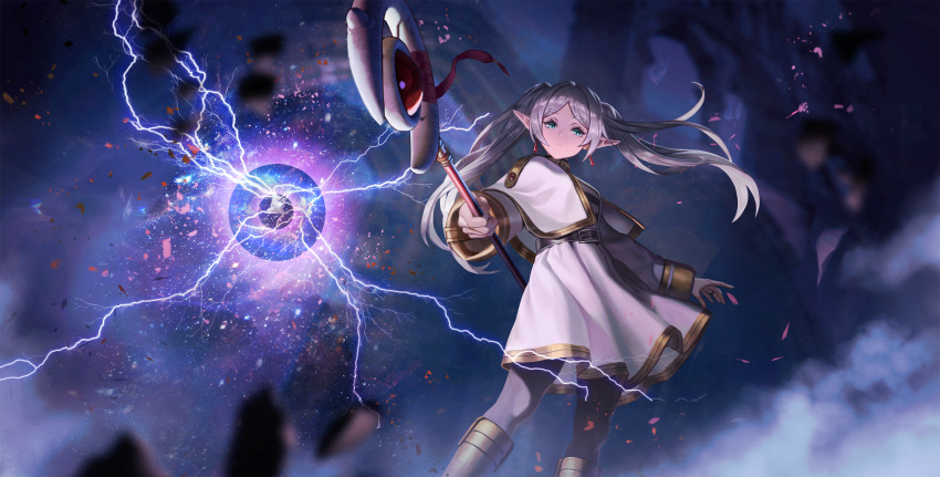 1girl, belt, belt_buckle, black_belt, black_pantyhose, blurry, blurry_background, boots