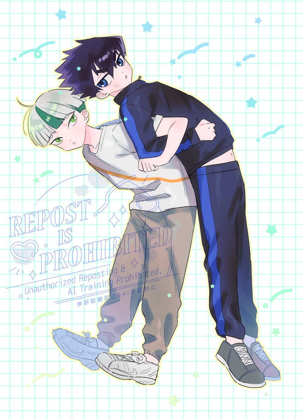 2boys, blue_lock, blush, couple, crossed_arms, highres, karasu_tabito, m15391599