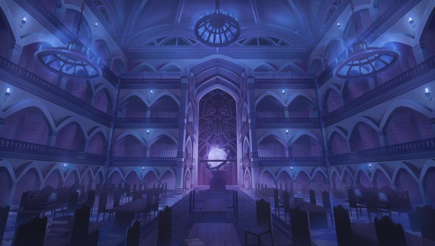 a_date_with_death, absurdres, blue_theme, book, bookshelf, candlestand, chair, chandelier