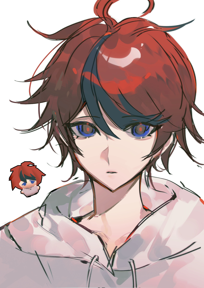 1boy, absurdres, black_hair, blue_eyes, cathon613, chibi, chinese_commentary, commentary_request