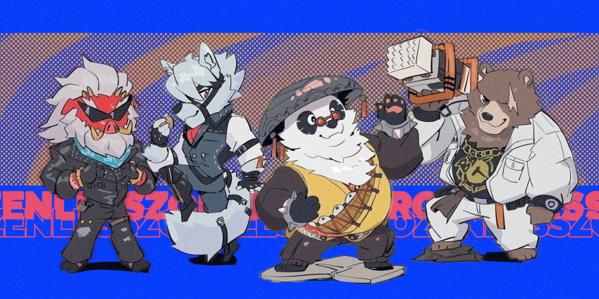 4boys, animal_ears, ascot, bear_boy, bear_ears, beard, ben_bigger, big_daddy_(zenless_zone_zero)