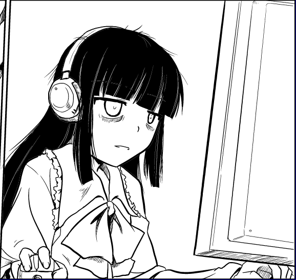 bags_under_eyes, computer_mouse, eien_no_sai_tori, face, headphones, hikikomori, houraisan_kaguya, long_hair