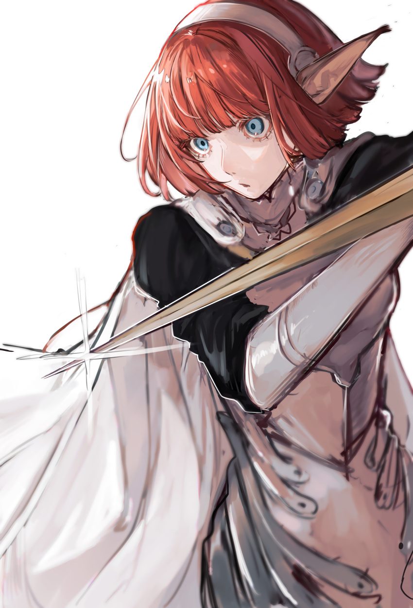 1girl, absurdres, armor, black_shirt, blue_eyes, breastplate, cape, gauntlets