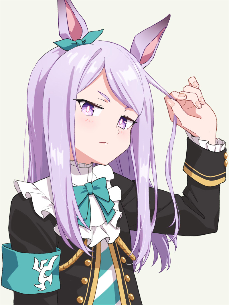 1girl, animal_ears, black_jacket, commentary, expressionless, genny, horse_ears, horse_girl
