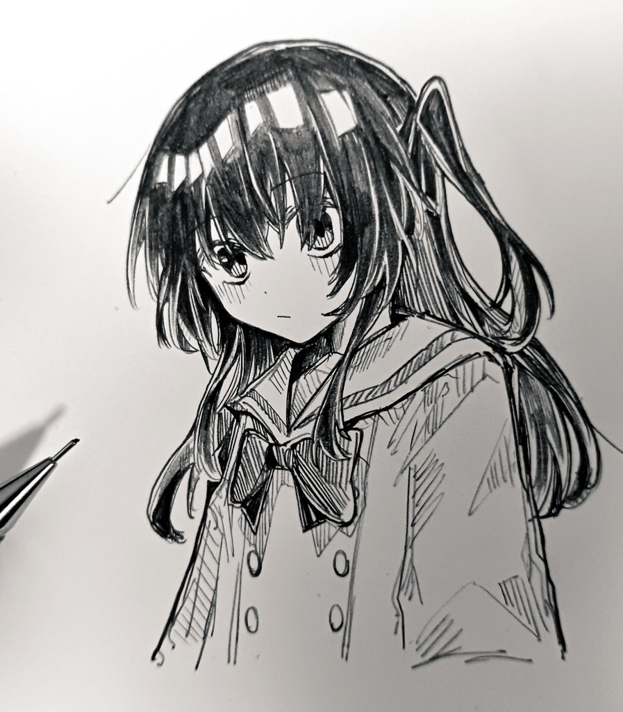 1girl, art_tools_in_frame, blush, bocchi_the_rock!, bow, bowtie, buttons, closed_mouth