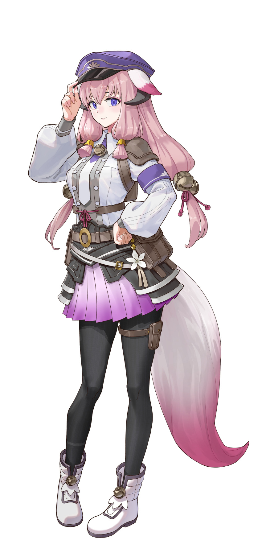 1girl, absurdres, animal_ears, armband, artist_request, bell, belt, belt_pouch