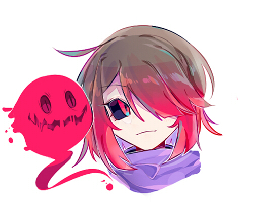 1girl, akumu_(glitchtale), alternate_universe, bete_noire, black_sclera, brown_hair, chinese_commentary, closed_mouth