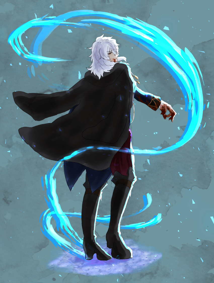 1boy, absurdres, blood, blood_in_mouth, blood_on_face, blood_on_hands, boots, coat