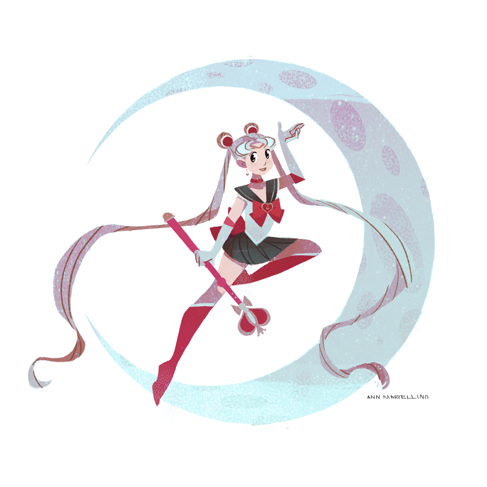 1girl, ann_marcellino, artist_name, back_bow, bishoujo_senshi_sailor_moon, blonde_hair, boots, bow